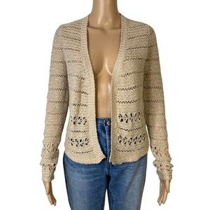 Lucky Brand NWOT Light Beige Striped Knit Cardigan